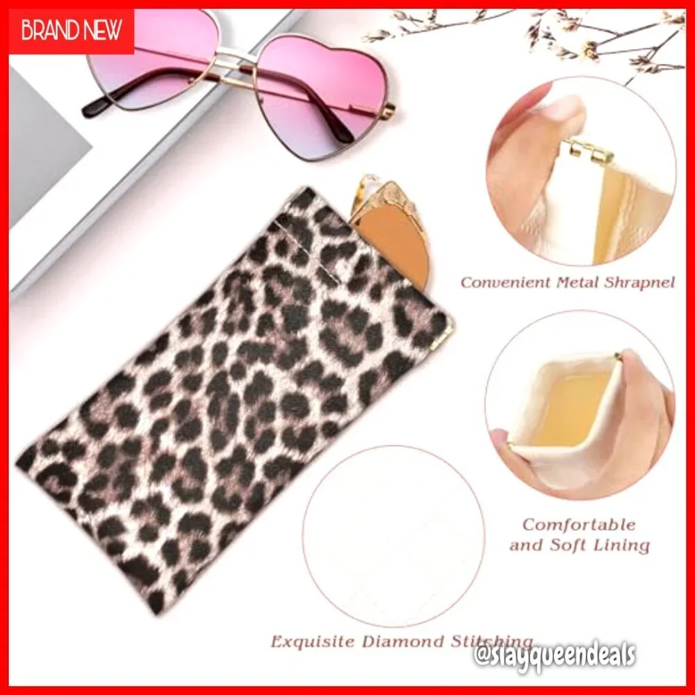 Soft Faux Leather Eyeglass Case with Squeeze Top Closure Travel Organizer